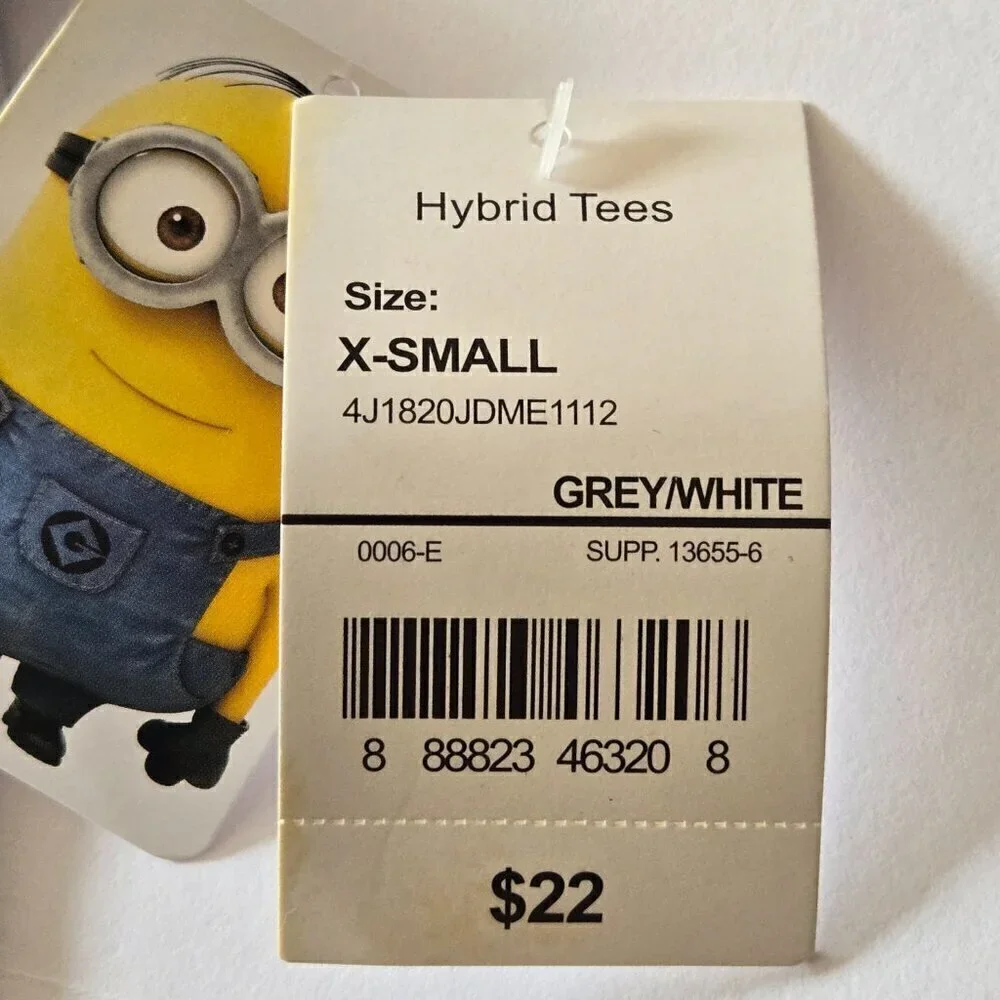 Despicable Me Minion Girls Grey and White Striped Shear Back Tank Top Size XS